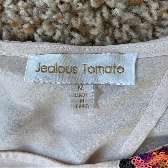 Anthro Jealous Tomato Medium Ivory Beaded Blouse - Picture 8 of 8